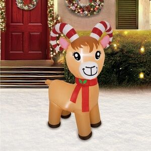 4 Ft Bighorn Sheep Christmas Christmas Airblown Yard Inflatable Multicolor